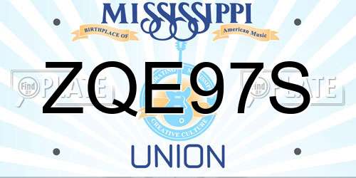 ZQE97S Mississippi License Plate