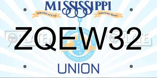 ZQEW32 Mississippi License Plate