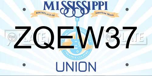 ZQEW37 Mississippi License Plate
