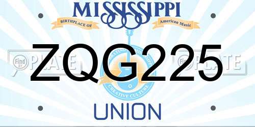 ZQG225 Mississippi License Plate