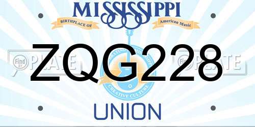ZQG228 Mississippi License Plate