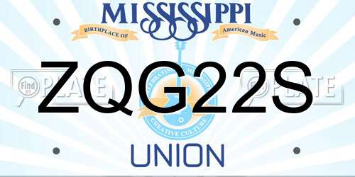 ZQG22S Mississippi License Plate