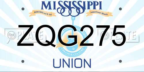 ZQG275 Mississippi License Plate