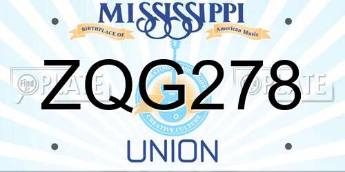 ZQG278 Mississippi License Plate