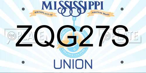 ZQG27S Mississippi License Plate