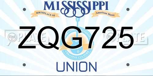 ZQG725 Mississippi License Plate