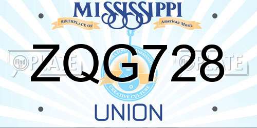 ZQG728 Mississippi License Plate