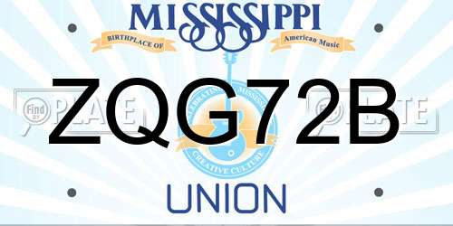 ZQG72B Mississippi License Plate