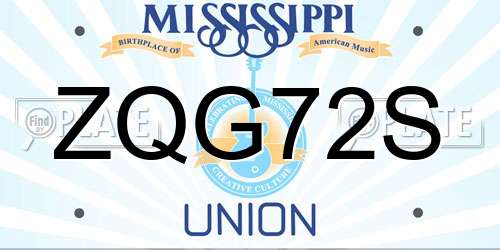 ZQG72S Mississippi License Plate
