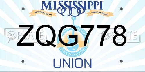 ZQG778 Mississippi License Plate