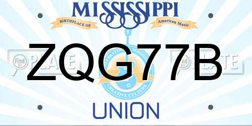 ZQG77B Mississippi License Plate