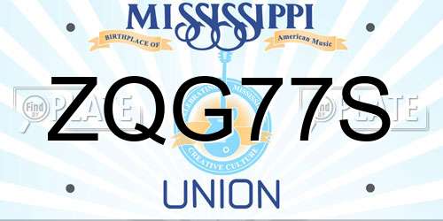 ZQG77S Mississippi License Plate