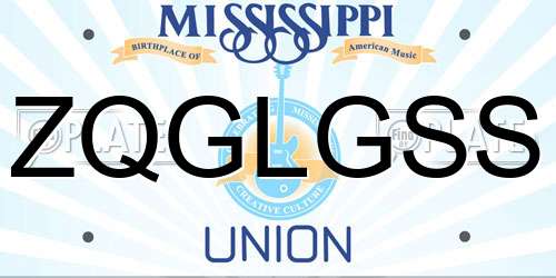 ZQGLGSS Mississippi License Plate