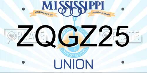 ZQGZ25 Mississippi License Plate