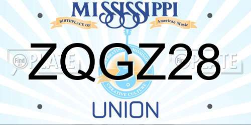 ZQGZ28 Mississippi License Plate