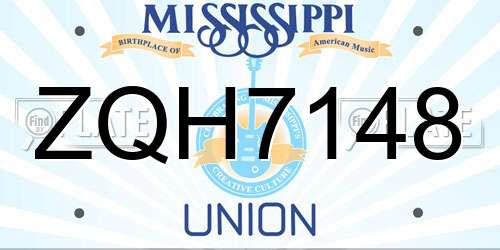 ZQH7148 Mississippi License Plate