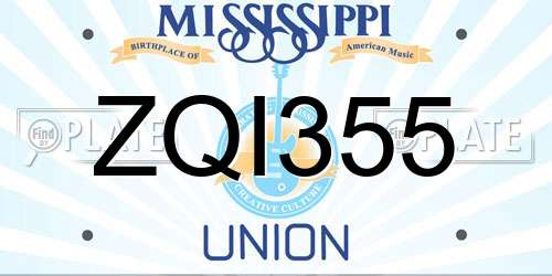 ZQI355 Mississippi License Plate