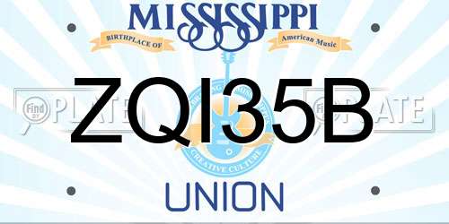 ZQI35B Mississippi License Plate