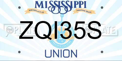 ZQI35S Mississippi License Plate