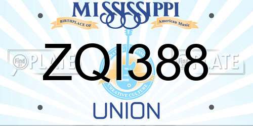 ZQI388 Mississippi License Plate