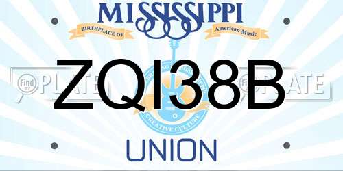 ZQI38B Mississippi License Plate