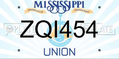 ZQI454 Mississippi License Plate