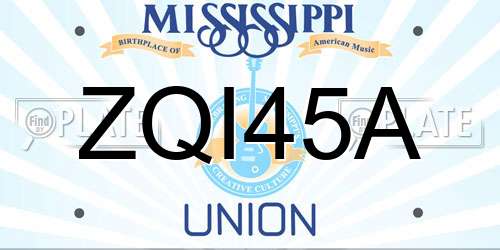 ZQI45A Mississippi License Plate
