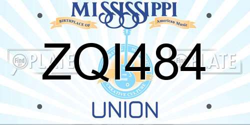 ZQI484 Mississippi License Plate