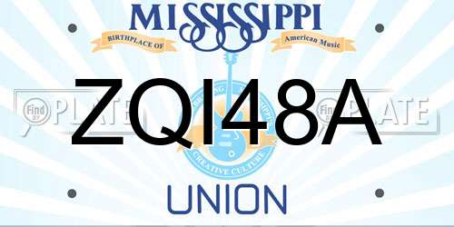 ZQI48A Mississippi License Plate