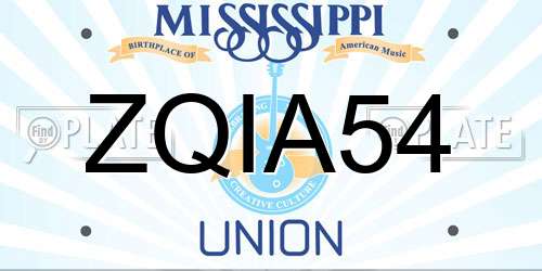 ZQIA54 Mississippi License Plate