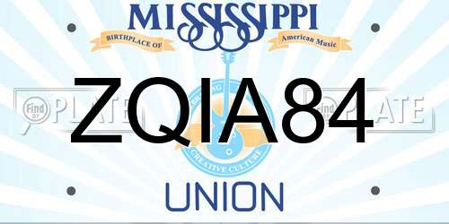 ZQIA84 Mississippi License Plate