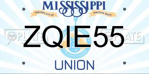 ZQIE55 Mississippi License Plate