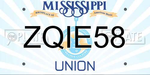 ZQIE58 Mississippi License Plate