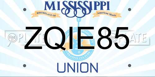 ZQIE85 Mississippi License Plate