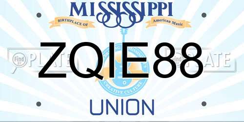 ZQIE88 Mississippi License Plate