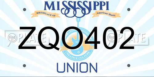 ZQO402 Mississippi License Plate