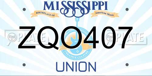 ZQO407 Mississippi License Plate