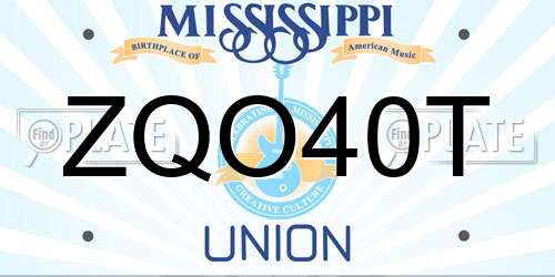 ZQO40T Mississippi License Plate