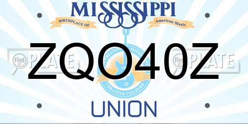 ZQO40Z Mississippi License Plate