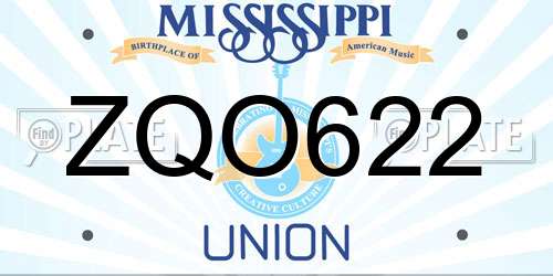 ZQO622 Mississippi License Plate