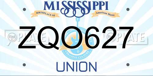 ZQO627 Mississippi License Plate