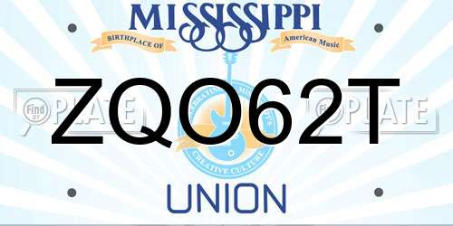ZQO62T Mississippi License Plate