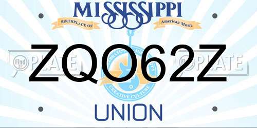ZQO62Z Mississippi License Plate