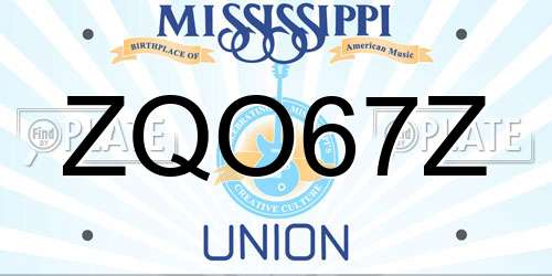 ZQO67Z Mississippi License Plate