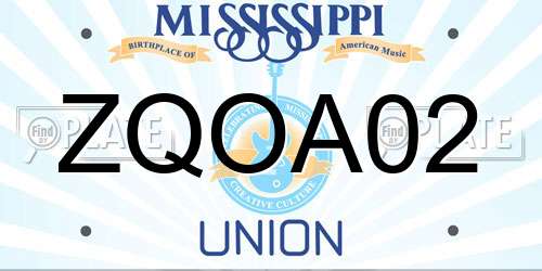 ZQOA02 Mississippi License Plate