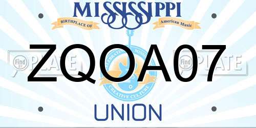 ZQOA07 Mississippi License Plate
