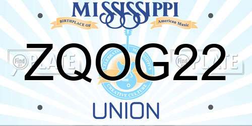 ZQOG22 Mississippi License Plate