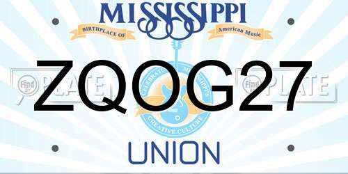 ZQOG27 Mississippi License Plate