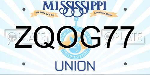 ZQOG77 Mississippi License Plate