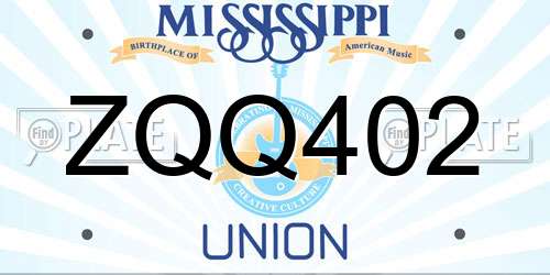ZQQ402 Mississippi License Plate